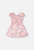 French Terry Dress Light Pink Palm Print