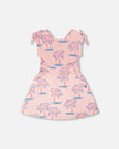 French Terry Dress Light Pink Palm Print
