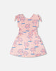 French Terry Dress Light Pink Palm Print