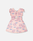 French Terry Dress Light Pink Palm Print