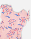 French Terry Dress Light Pink Palm Print