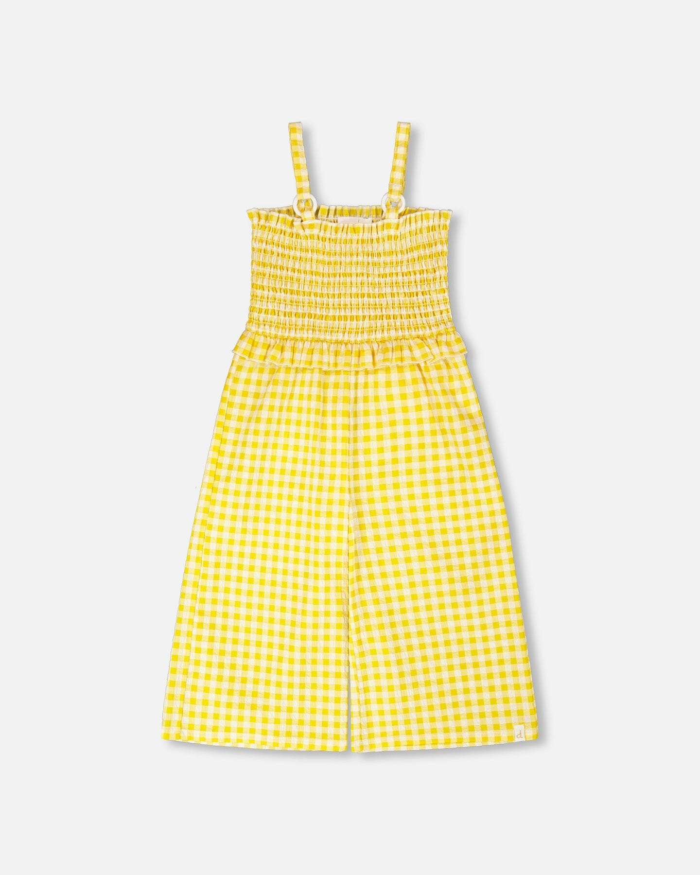 Capri Jumpsuit With Smocking Yellow Gingham