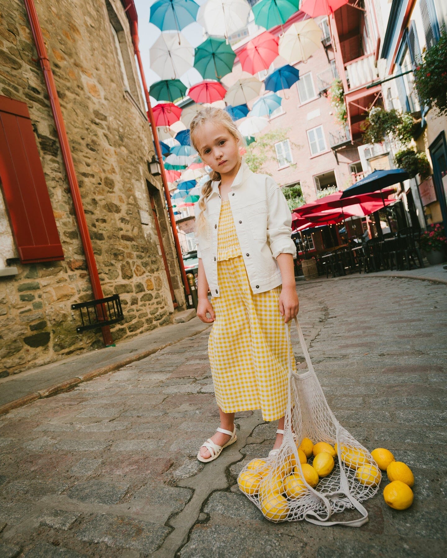 Capri Jumpsuit With Smocking Yellow Gingham
