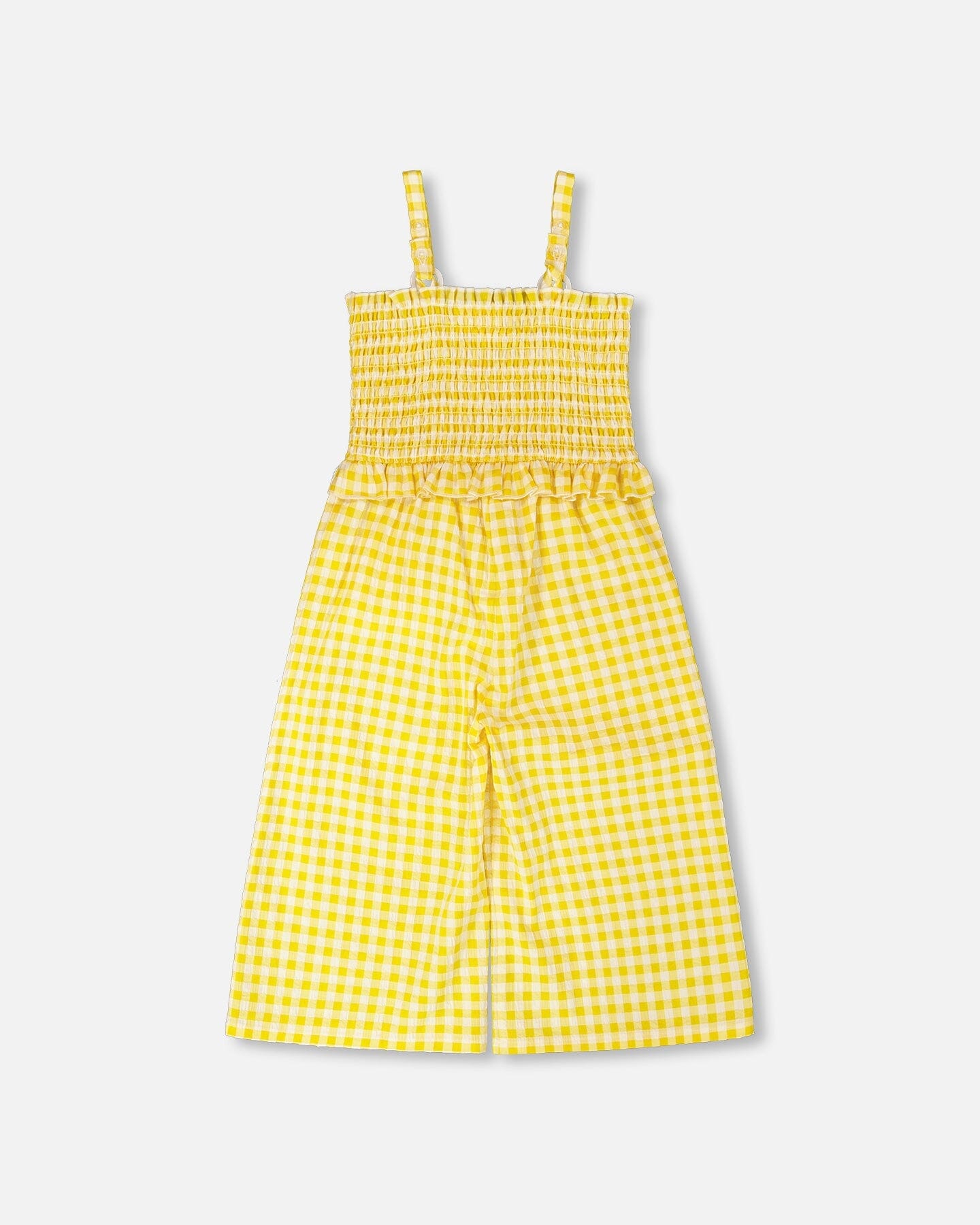 Capri Jumpsuit With Smocking Yellow Gingham