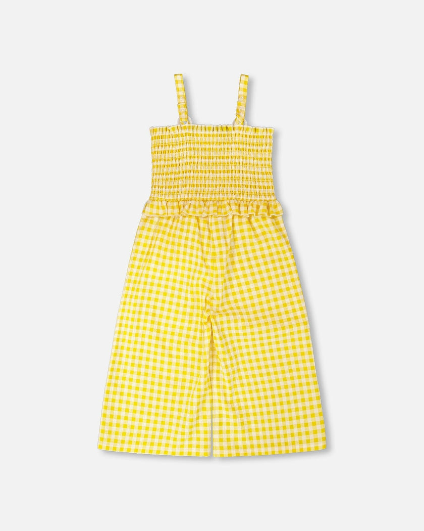 Capri Jumpsuit With Smocking Yellow Gingham