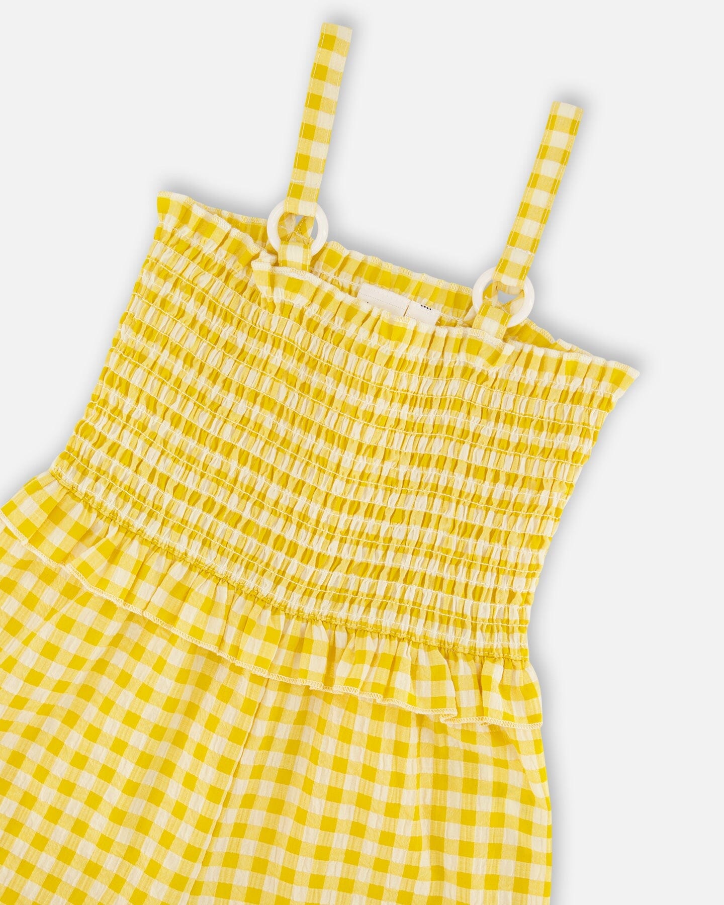 Capri Jumpsuit With Smocking Yellow Gingham