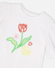 Organic Cotton Jersey Top White With Embroidery