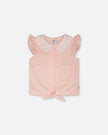 Sleeveless Shirt Pink And Yellow Stripes With Crochet Collar