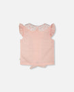 Sleeveless Shirt Pink And Yellow Stripes With Crochet Collar