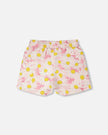 French Terry Shorts Pink Printed Daisies