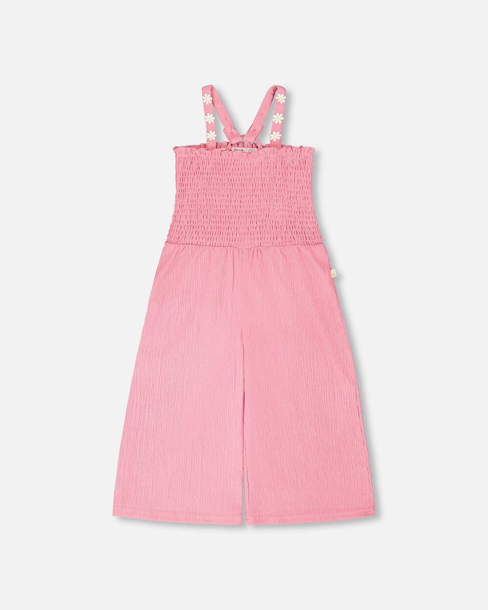 Crinkle Jersey Jumpsuit With Smocking Pink