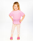 Jersey Capri Pink Printed Daisies