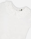 T-Shirt With Crochet Peter Pan Collar White