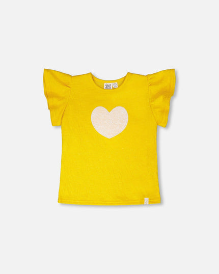 Crinkle Jersey Top Yellow