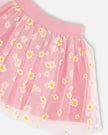 Mesh And Crinkle Jersey Skirt Pink