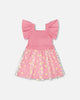 Mesh And Crinkle Jersey Dress With Smocking Pink