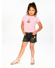 Black Denim Shorts With Embroidery
