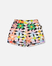 Jersey Shorts Black Printed Flowers