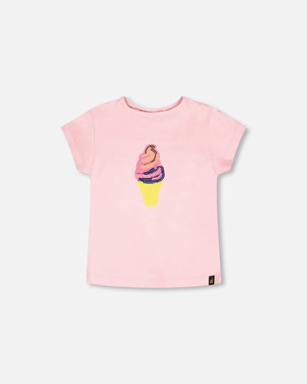 Organic Cotton Jersey Ice Cream T-Shirt Pink
