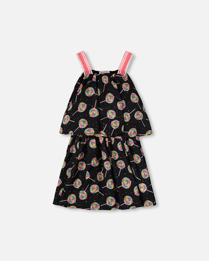 Woven Dress Black Lollipop Print