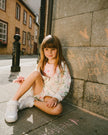 French Terry Shorts Off White Printed Flowers