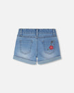 Light Blue Denim Shorts With Embroidery