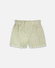 Shorts Green And Off White Stripes With Embroidery
