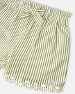 Shorts Green And Off White Stripes With Embroidery