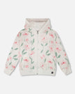 French Terry Hoodie Off White Printed Flowers