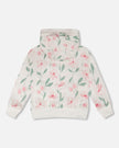 French Terry Hoodie Off White Printed Flowers