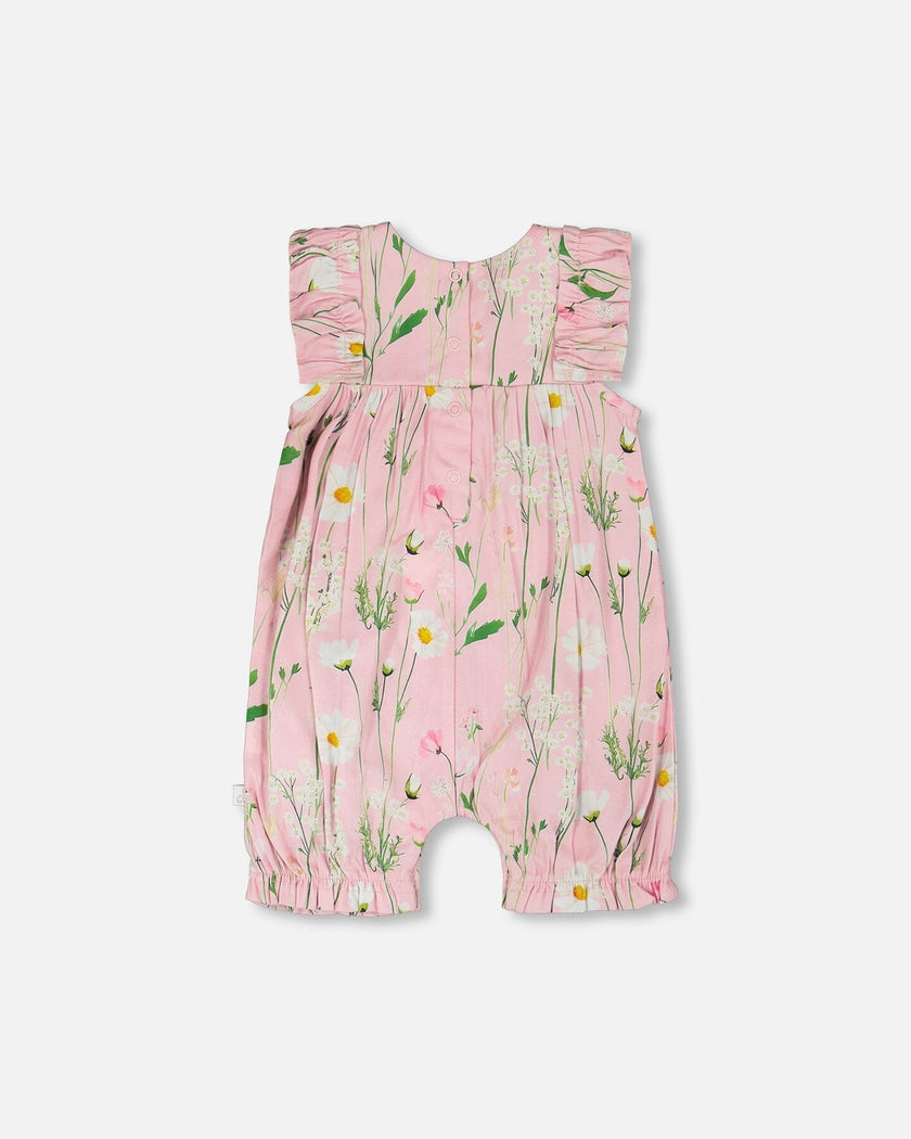 Viscose Romper Pink Printed Flowers