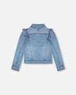 Light Blue Denim Jacket With Embroidery