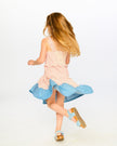 Poplin And Chambray Dress Off White And Pink Stripes