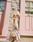 Flower Straw Purse Beige