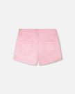 Pink Denim Shorts With Embroidery
