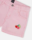 Pink Denim Shorts With Embroidery