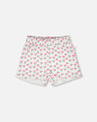 Rib Shorts White Printed Cherries