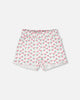 Rib Shorts White Printed Cherries