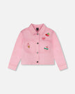 Pink Denim Jacket With Embroidered Patches
