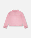 Pink Denim Jacket With Embroidered Patches