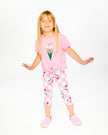 Organic Cotton Jersey Capri Pink Printed Cherries