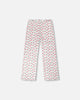 Rib Flare Leg Leggings White Printed Cherries