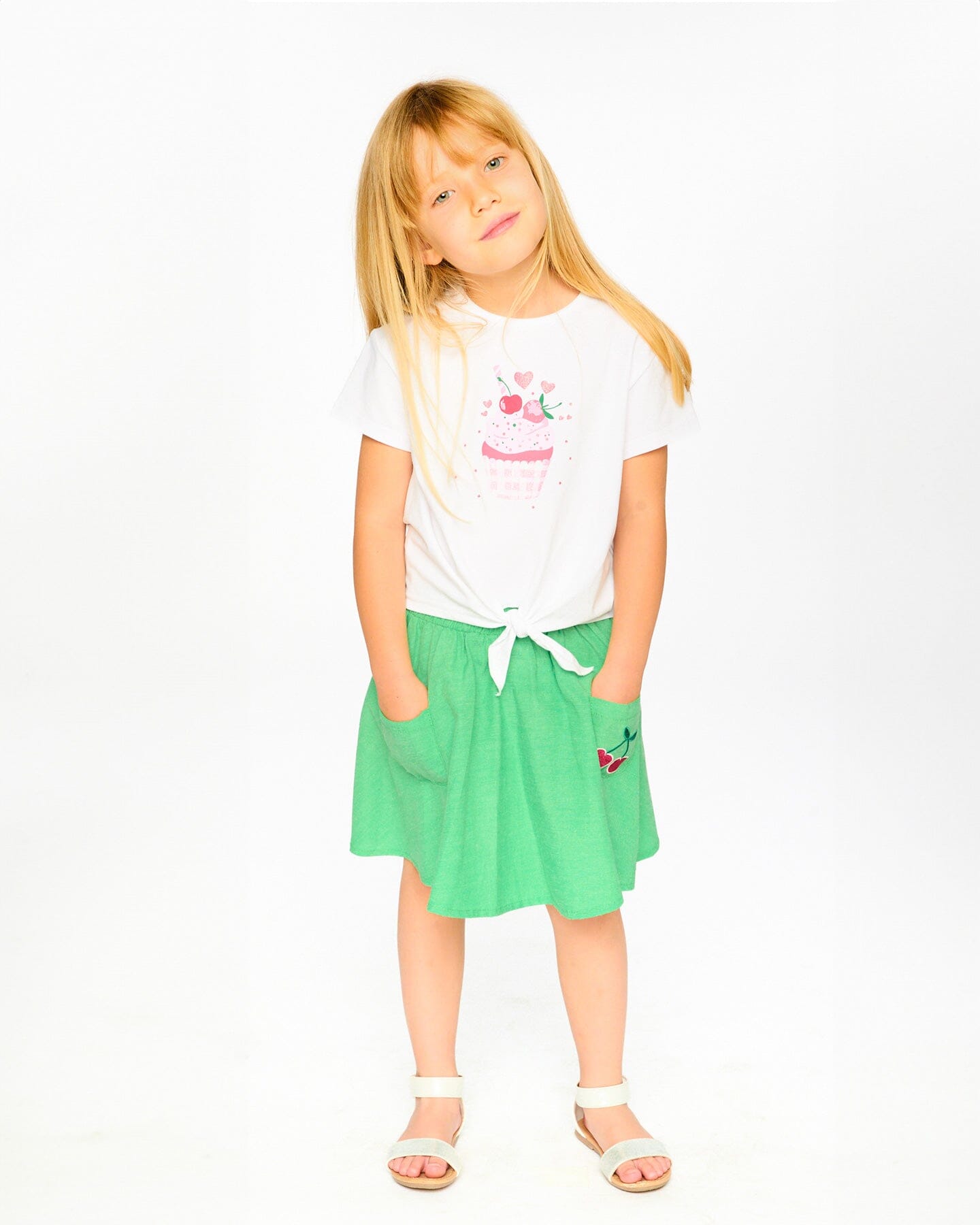 Organic Cotton Jersey T-Shirt With Tie At Waist White