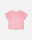 Organic Cotton Jersey T-Shirt With Tie At Waist Pink