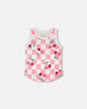 Organic Cotton Jersey Tank Top Pink Printed Cherries