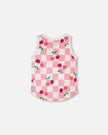 Organic Cotton Jersey Tank Top Pink Printed Cherries