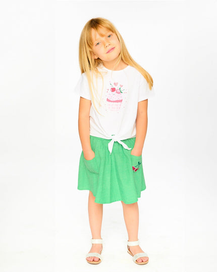 Organic Cotton Skort With Embroidery Green