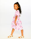 Organic Cotton Jersey Dress Pink Printed Cherries