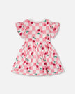 Organic Cotton Jersey Dress Pink Printed Cherries