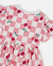 Organic Cotton Jersey Dress Pink Printed Cherries